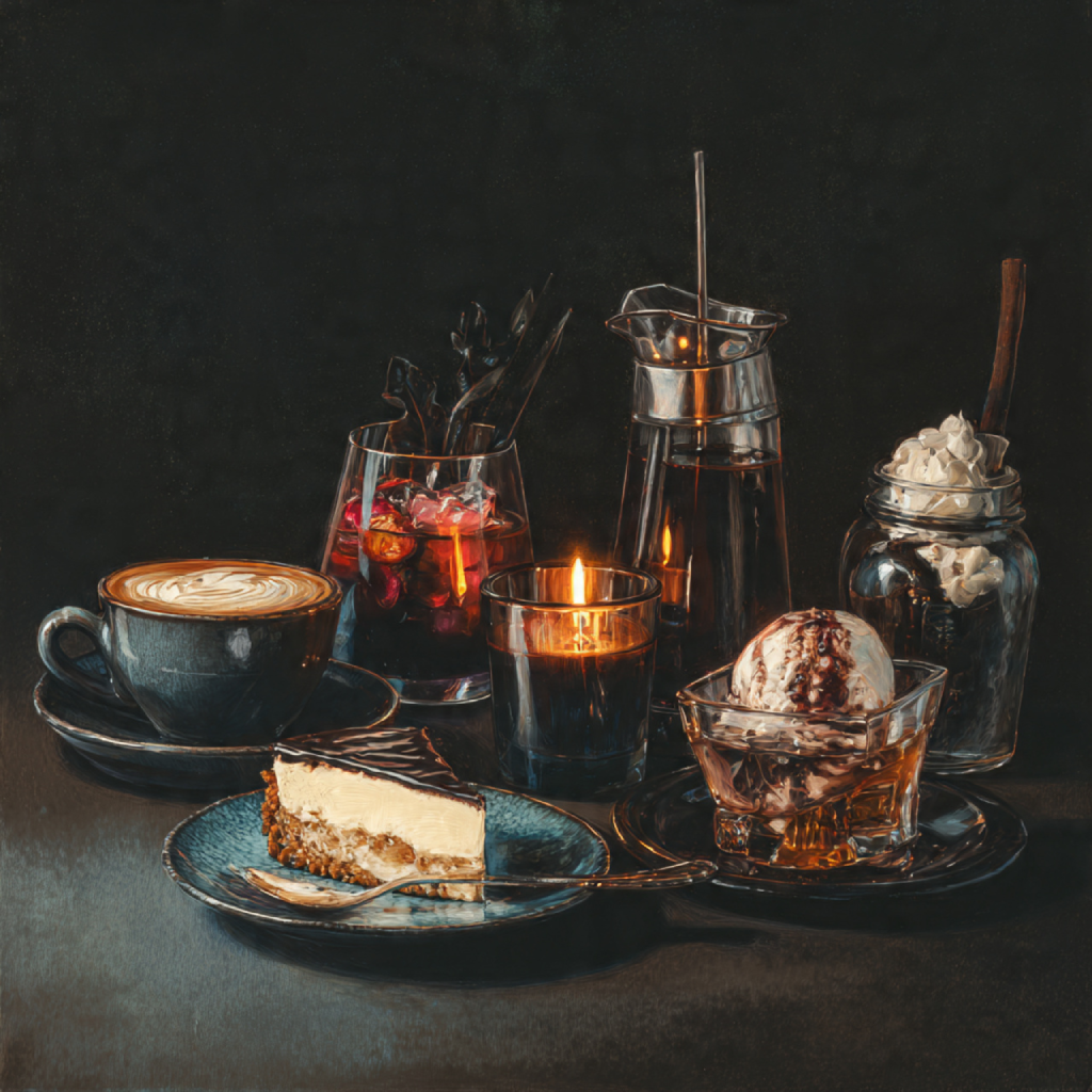 Drinks and Dessert in Dark Palette