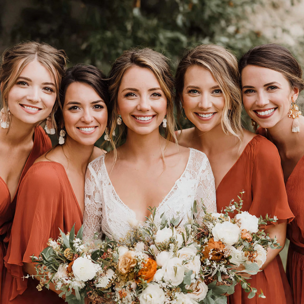 22 Bridesmaid Makeup Ideas for Every Wedding Style 10 Earthy Terracotta Base