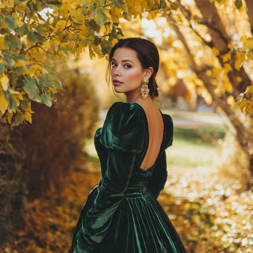 20 Stylish Guide on What to Wear to a Fall Wedding 4 Embrace Jewel-Toned Dresses