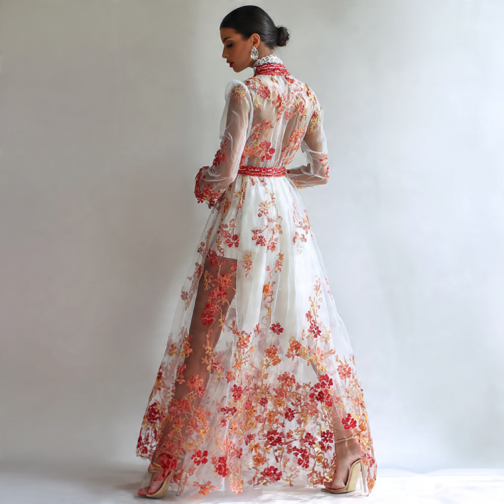 Embroidered Organza Dress