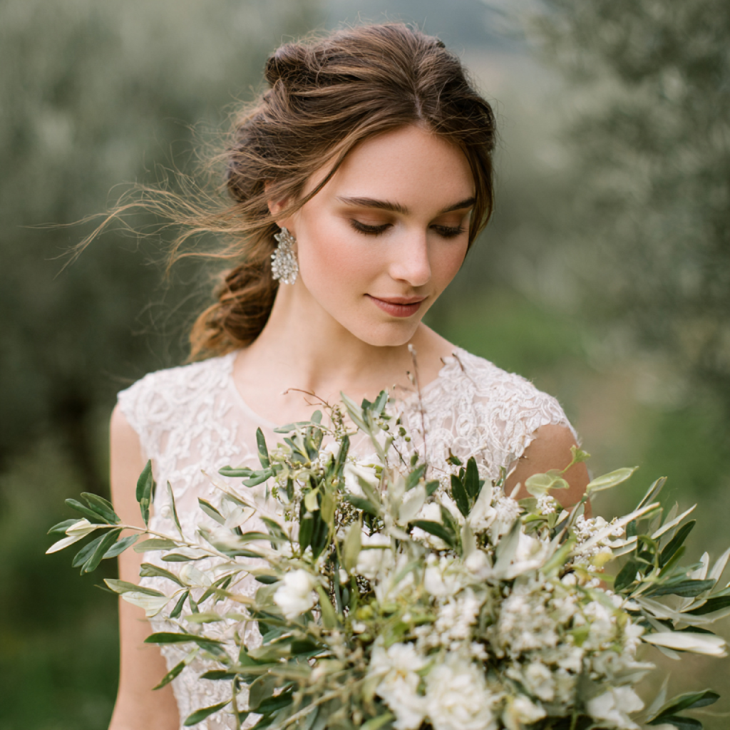 Floral Bouquets with Olive Branch Accents