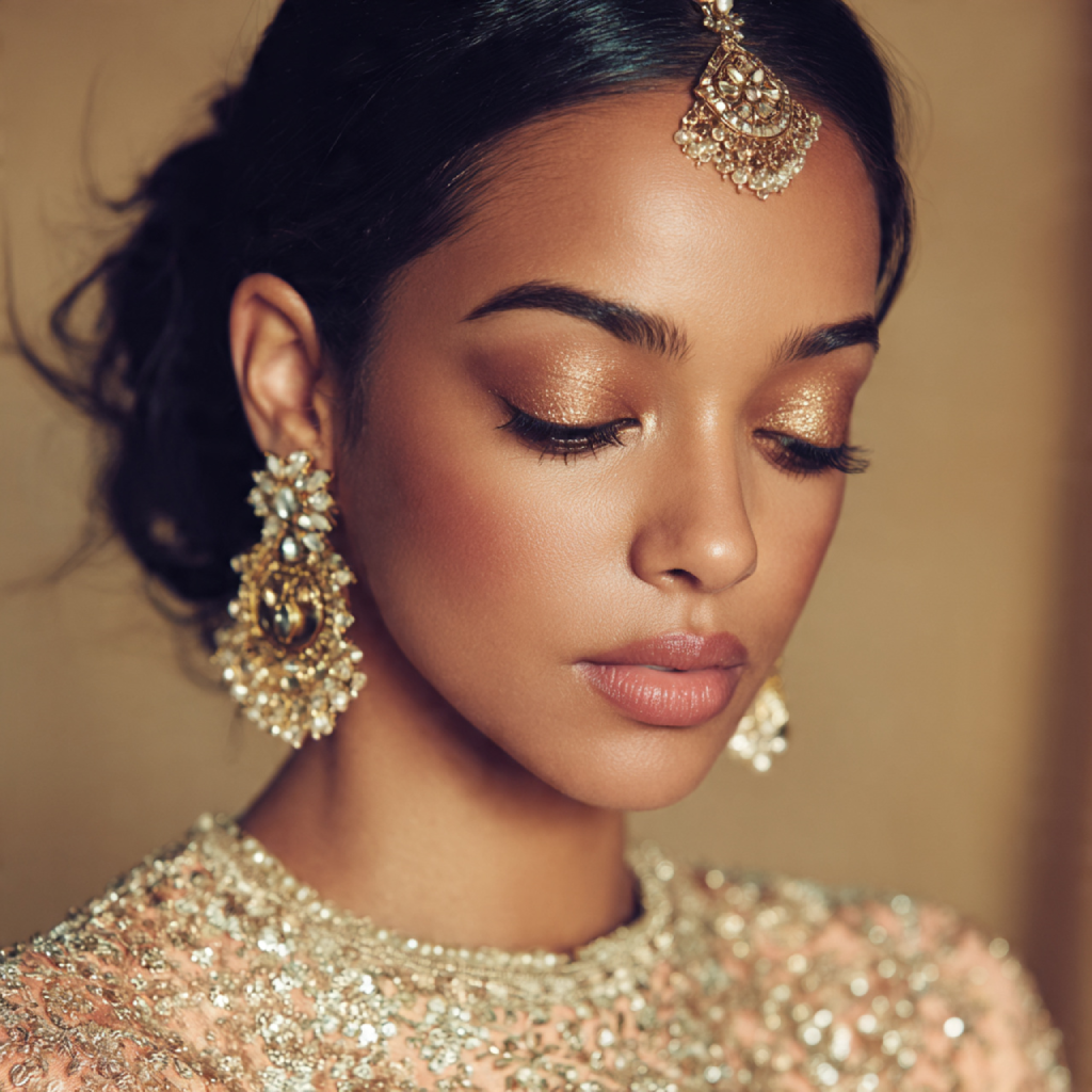 22 Bridesmaid Makeup Ideas for Every Wedding Style 8 Gold Metallic Touch