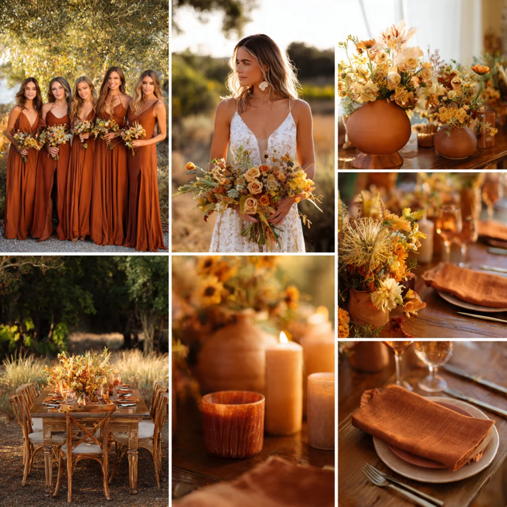 20 Elegant Fall Wedding Colors That Capture Autumn’s Charm 19 Honey and Terracotta Glow
