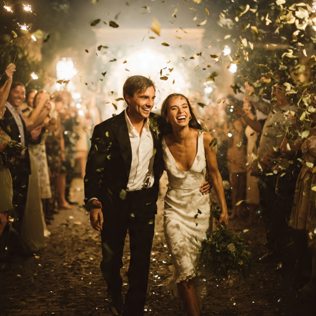 Honeymoon Exit or Send-off Using Olive Green Elements