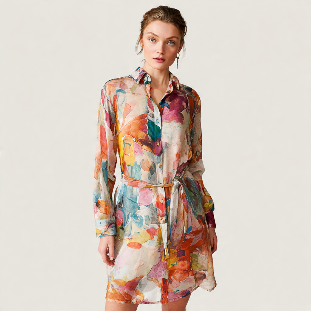 Lightweight Silk Shirt Dress