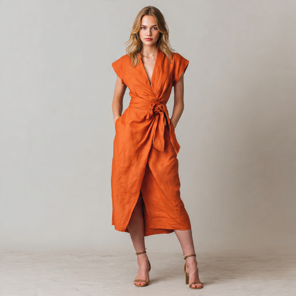 Linen Wrap Dress