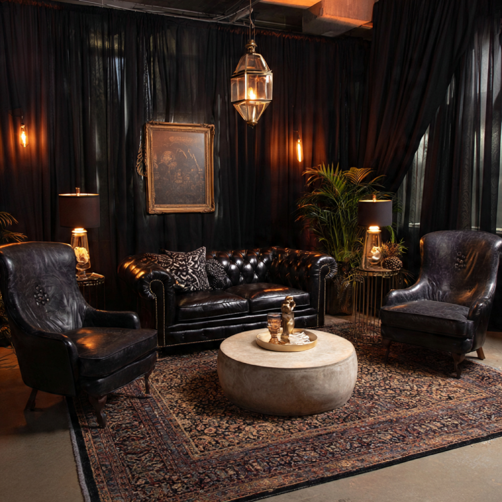 Lounge and Photo Booth in Shadow Luxe