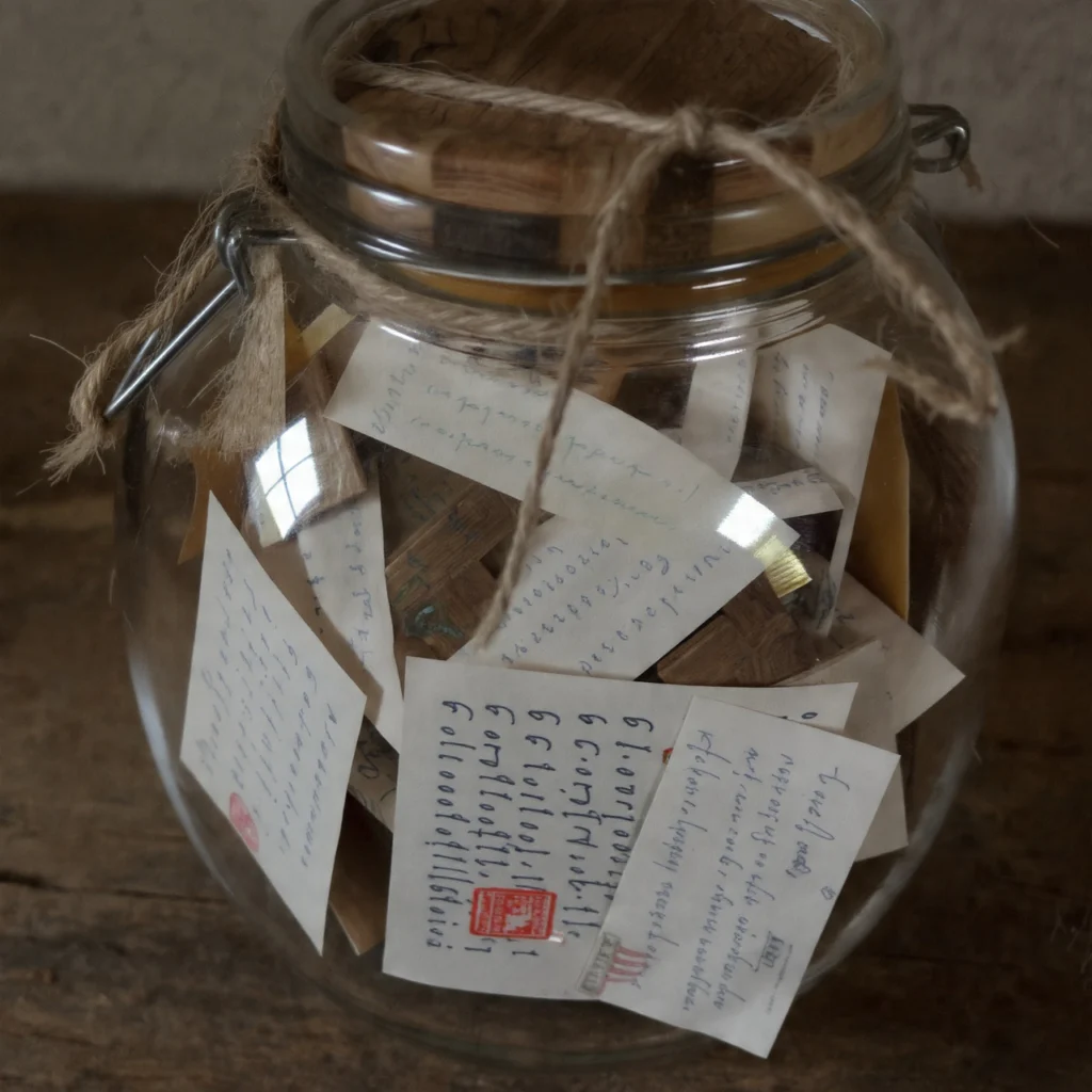 Memory jar with notes to open