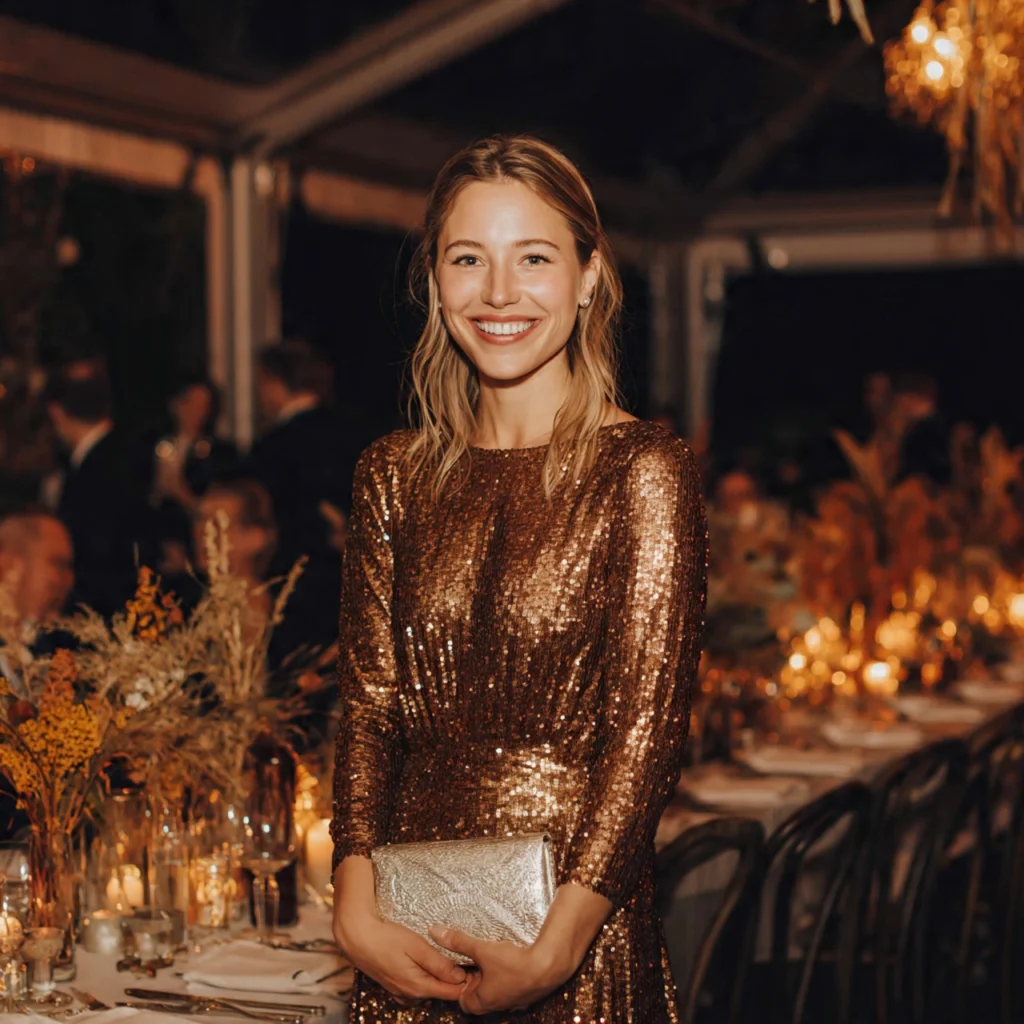 20 Stylish Guide on What to Wear to a Fall Wedding 54 Metallic Touches