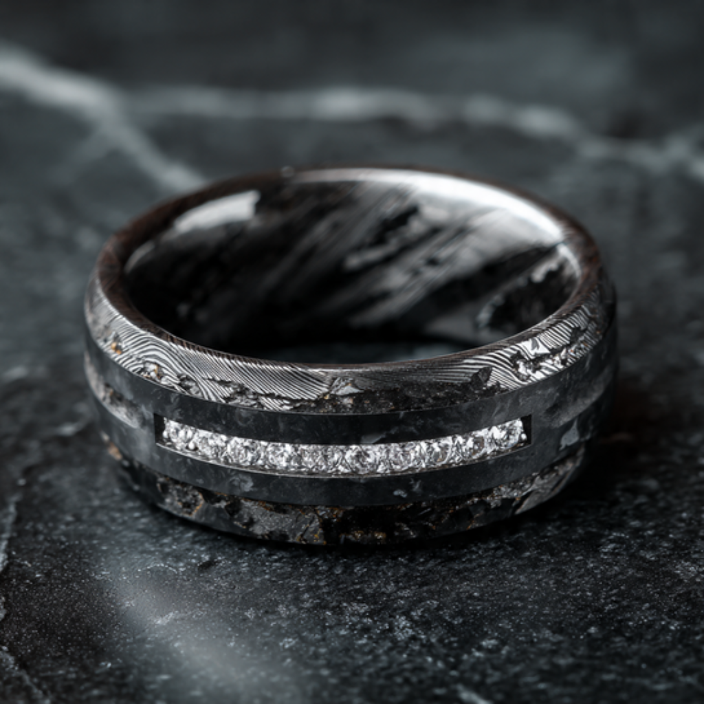 Meteorite or Damascus Steel Bands