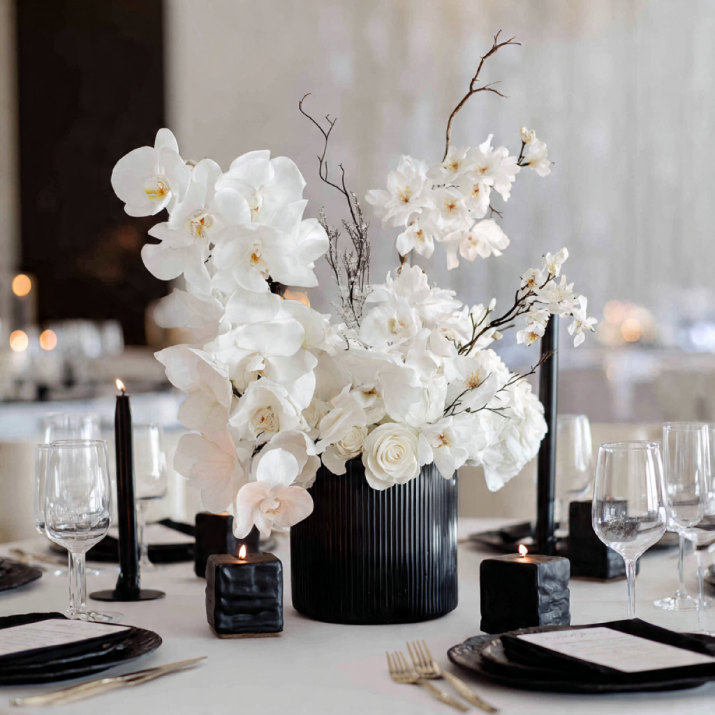 Modern Minimal Black and White Centerpiece