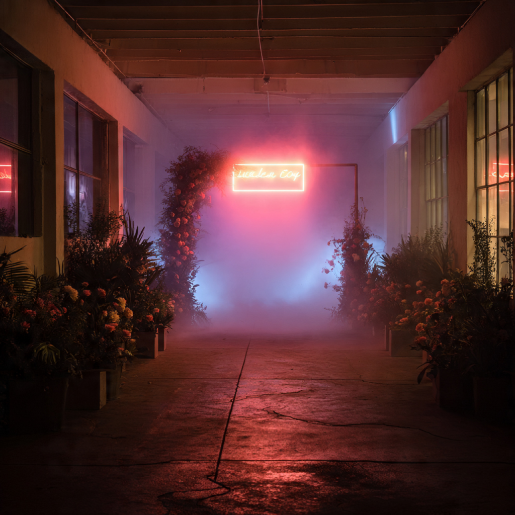 Neon Sign with Atmospheric Fog