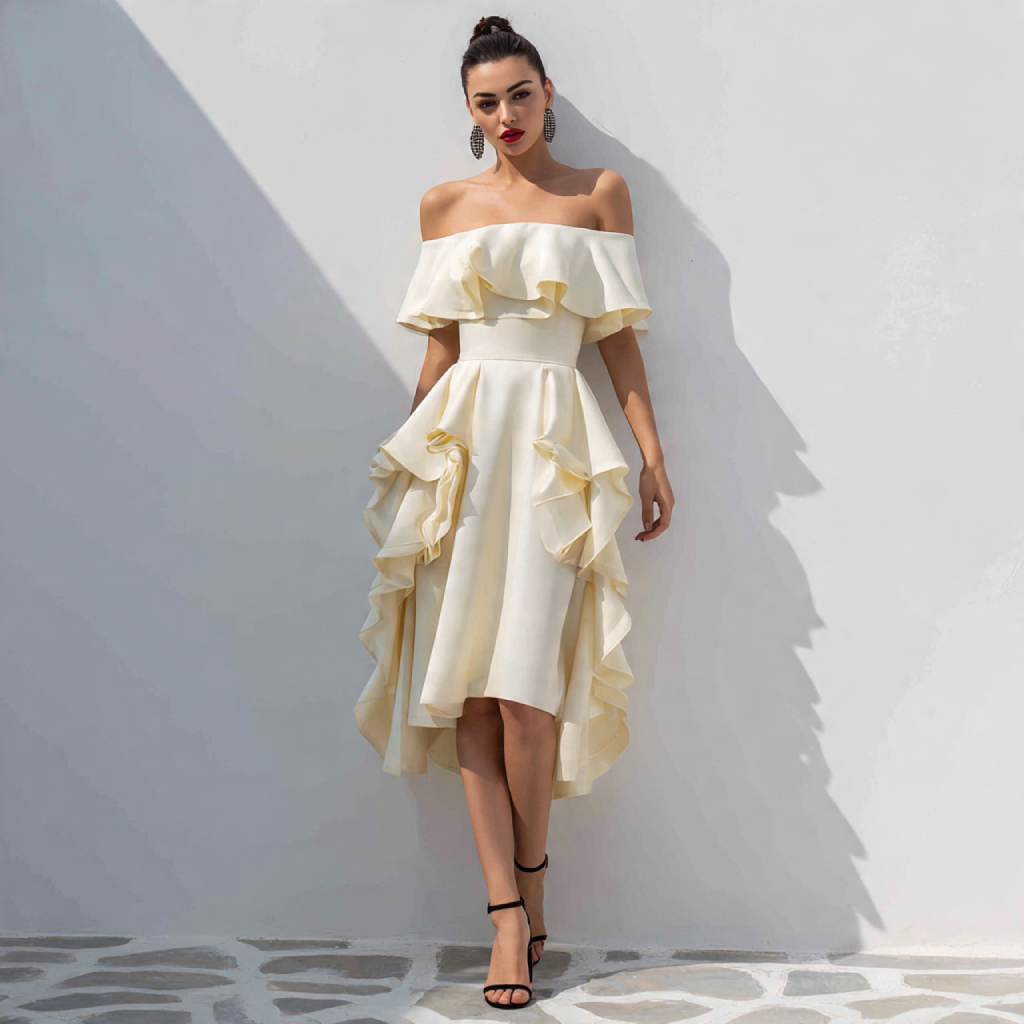Off-Shoulder Midi with Ruffles