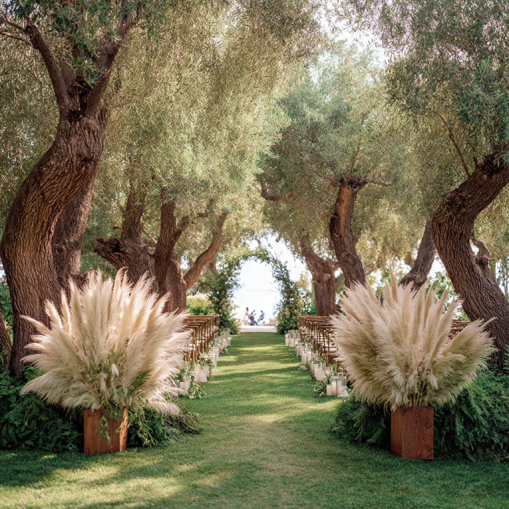 Olive Tree or Pampas Grass Flank Entrance
