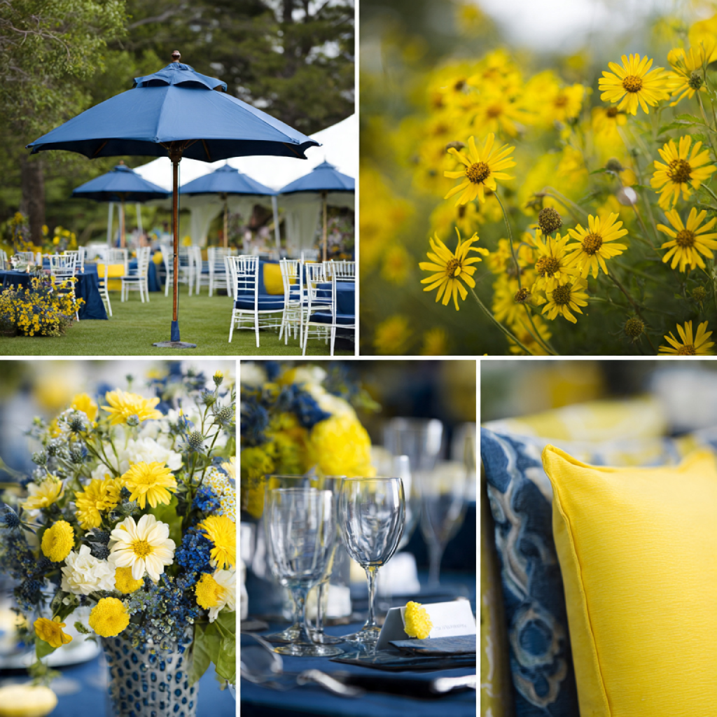 Outdoor setting enhanced by blue and yellow palette