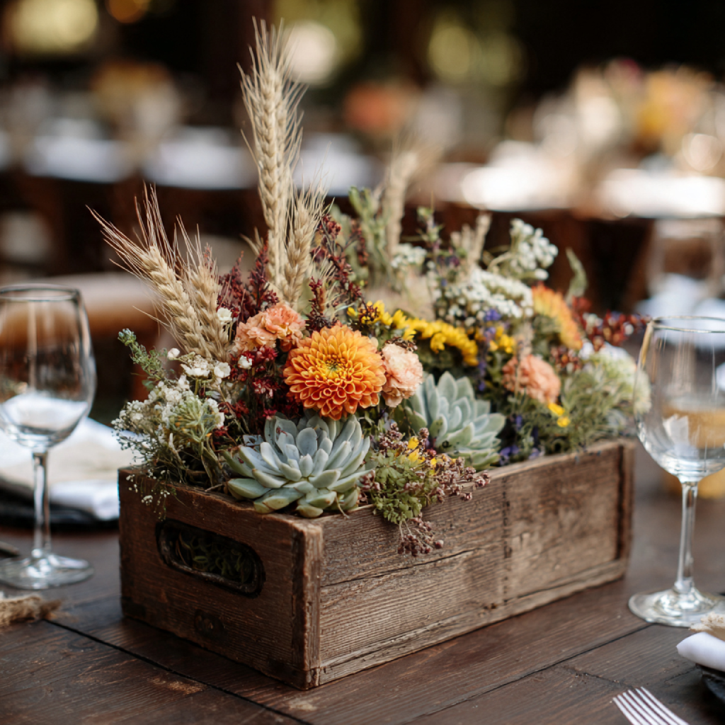 Rustic Wooden Crate Arrangement