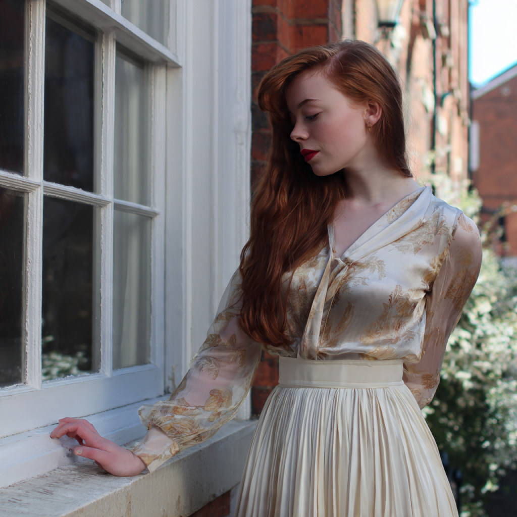 Soft Pleated Skirt with Silk Top