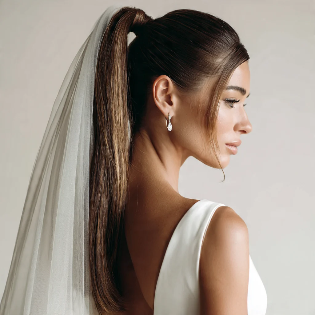 Straight Ponytail with Veil