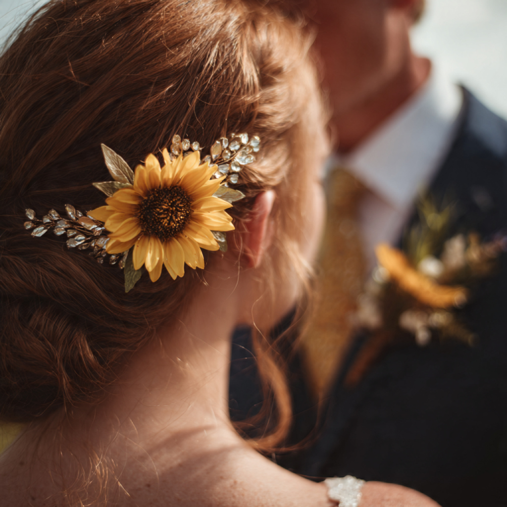 Sunflower Hairpieces and Boutonnieres
