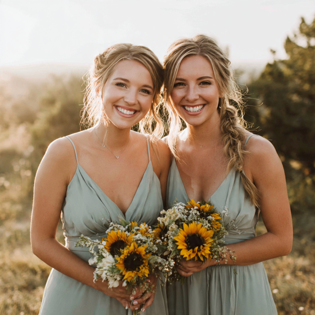 Sunflowers in Bridesmaid Bouquets