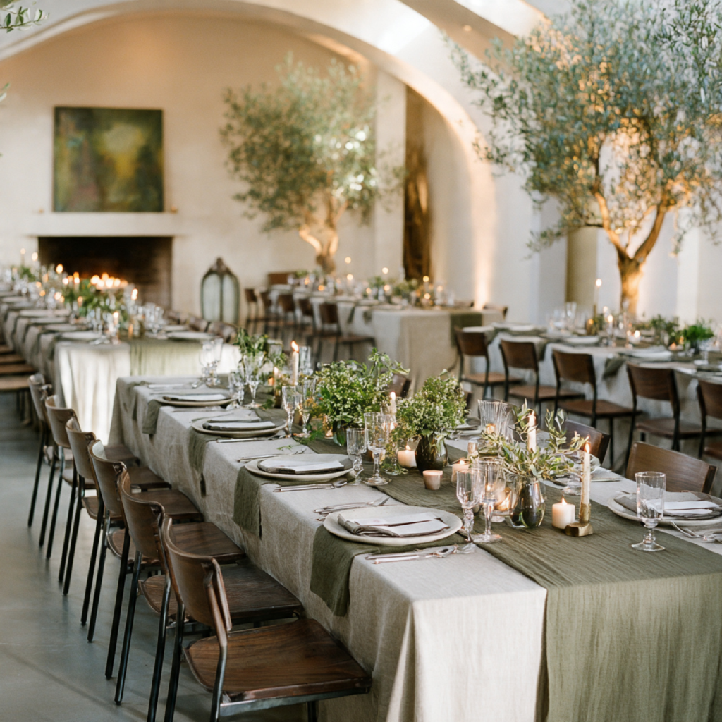 Table Linens and Napkins in Olive