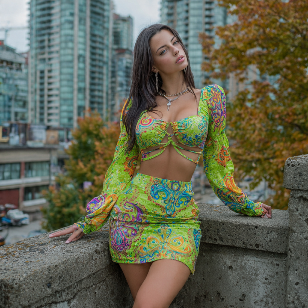 Two-Piece Set (Crop Top and Skirt)