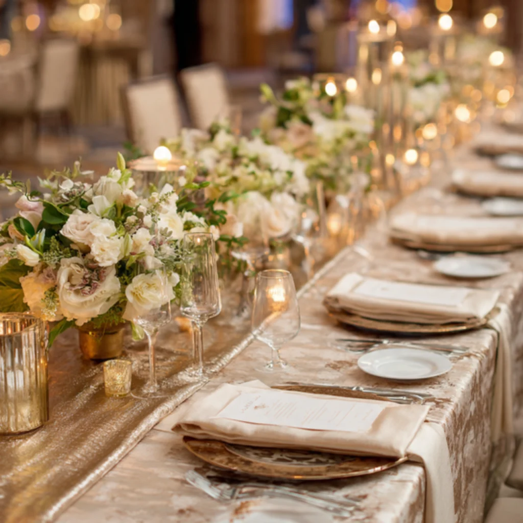 Use Metallic Linens and Table Runners