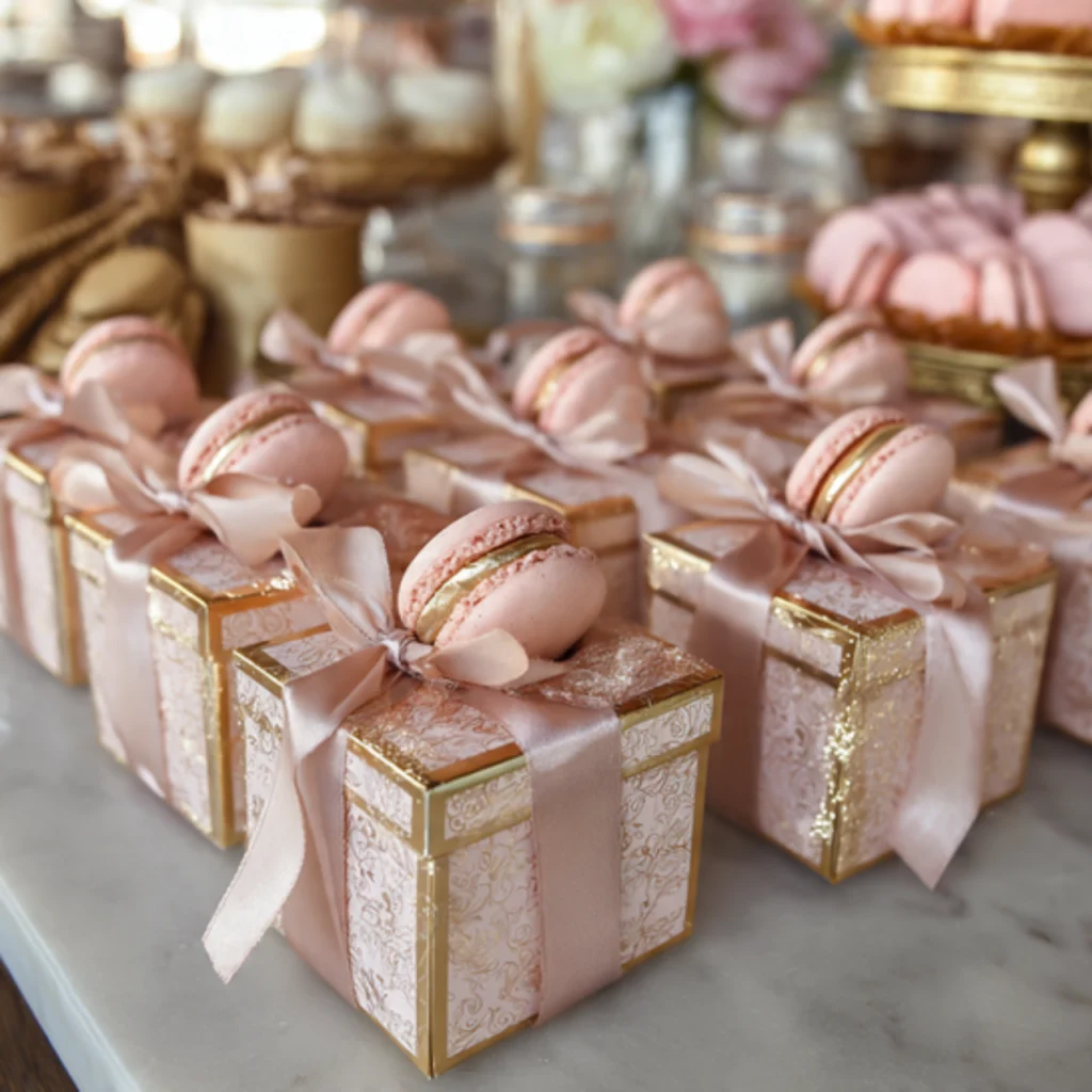 Use Pink Gold Favor Boxes