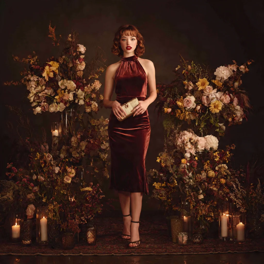 20 Stylish Guide on What to Wear to a Fall Wedding 16 Velvet Dresses