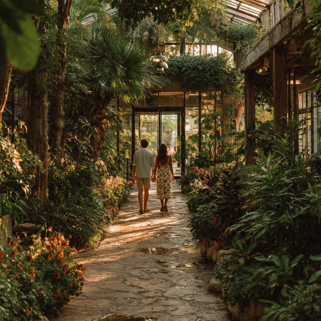 a couple walking hand in hand through