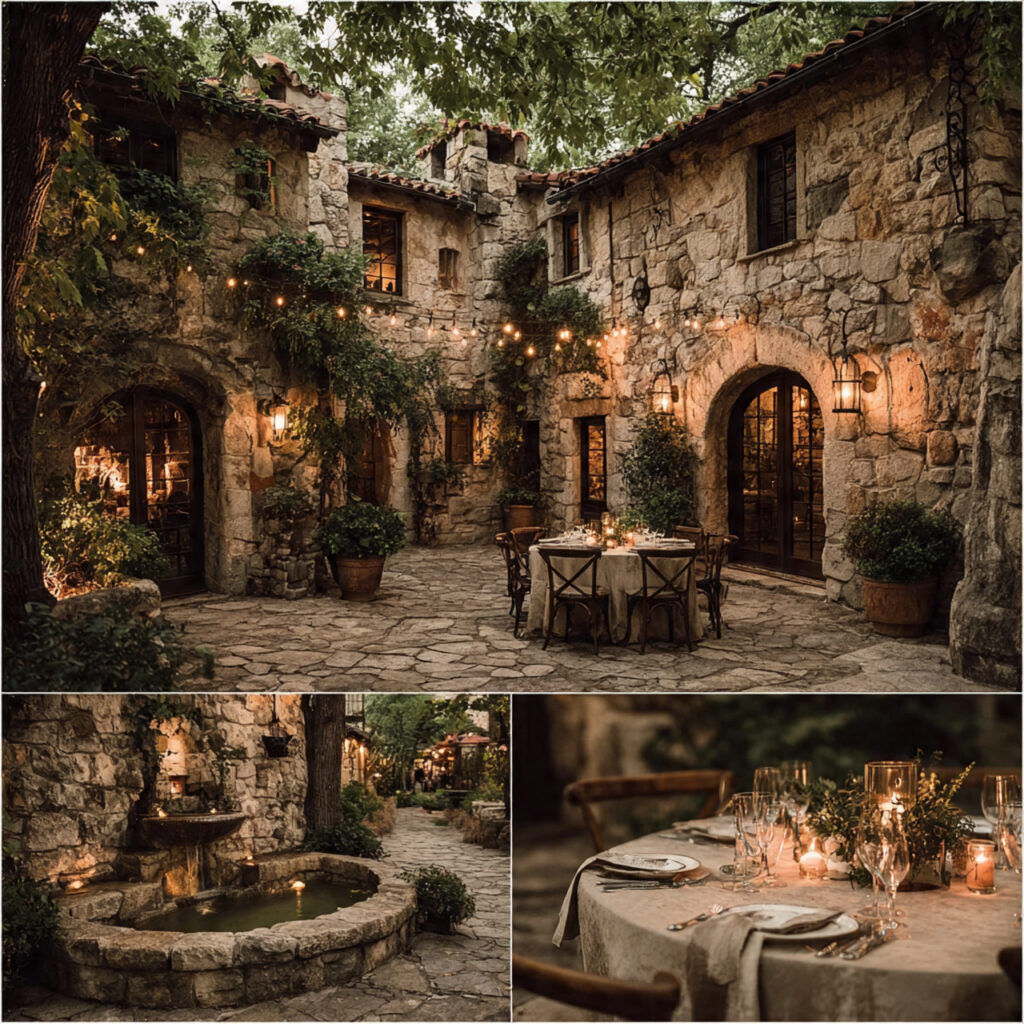 20 Dreamy Outdoor Wedding Ideas for Every Season & Style 18 classic courtyard wedding stone walls and potted