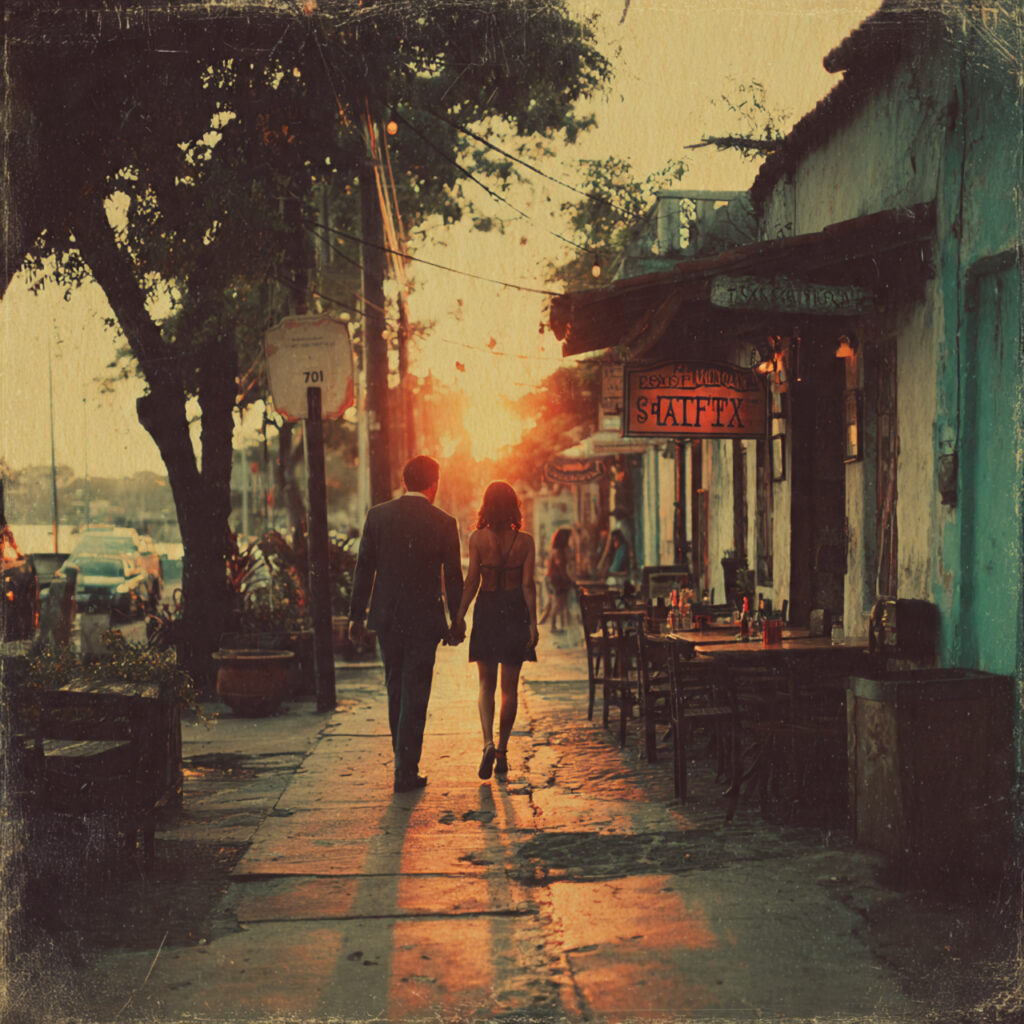 mature couple standing hand in hand on