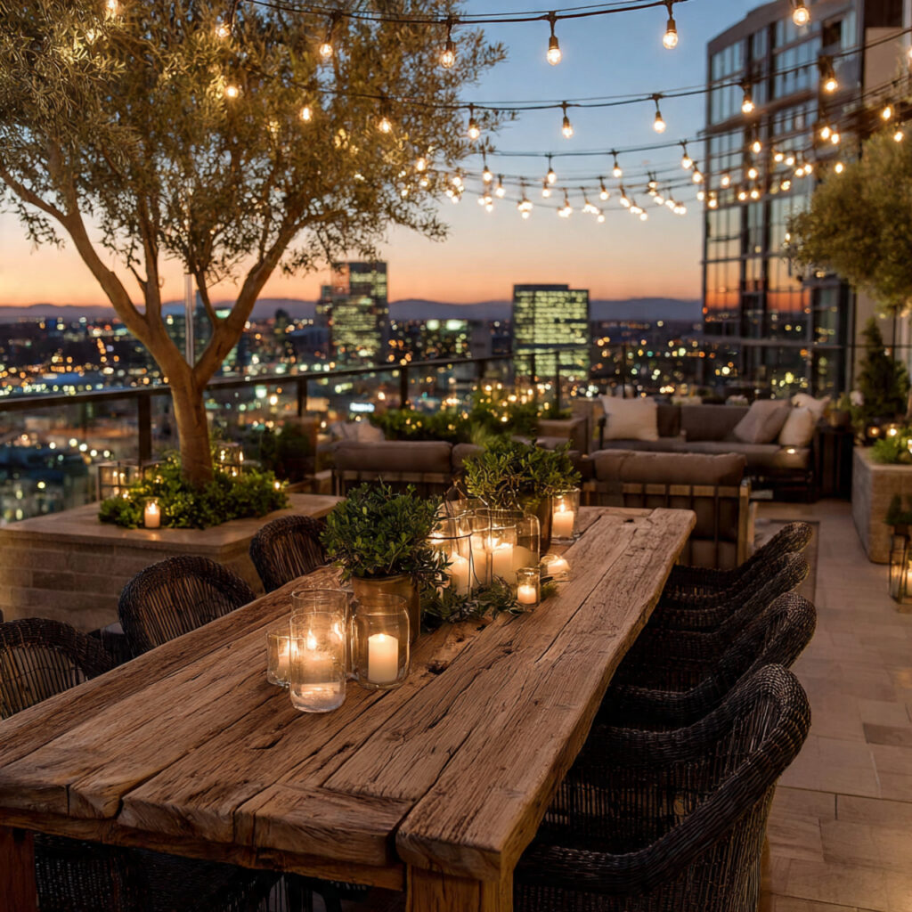 20 Dreamy Outdoor Wedding Ideas for Every Season & Style 15 modern rooftop garden wedding at dusk city