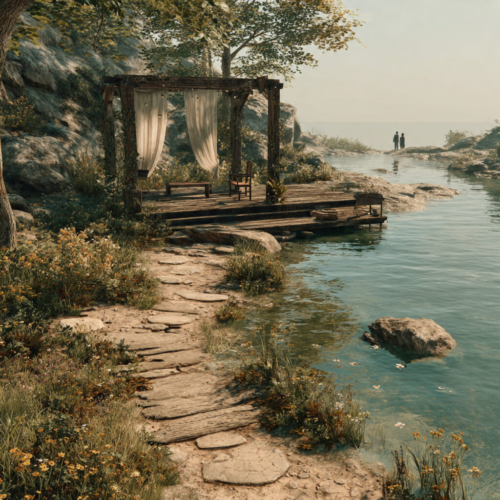 20 Dreamy Outdoor Wedding Ideas for Every Season & Style 19 peaceful riverbank wedding scene wooden platform near