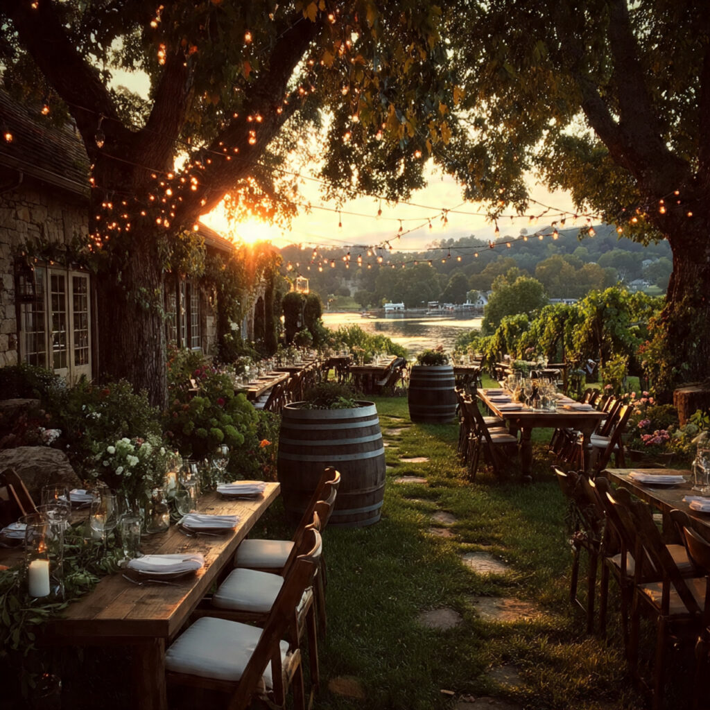 20 Dreamy Outdoor Wedding Ideas for Every Season & Style 5 vineyard wedding at golden hour long rows