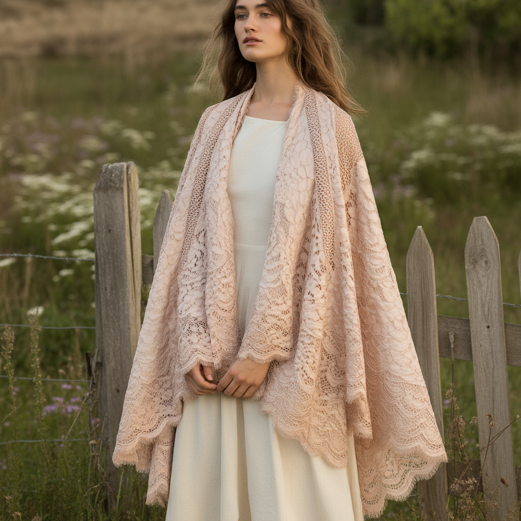 Bohemian Cape or Shawl Accessory Over a Simple Dress