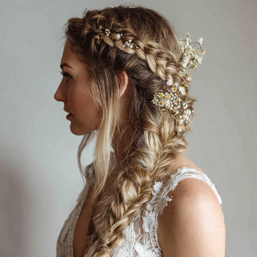 Boho Braids with Wildflower Accents
