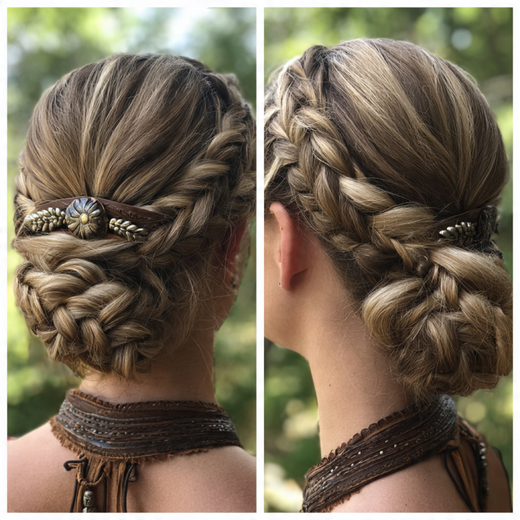 Braided Bun with Woodland Details