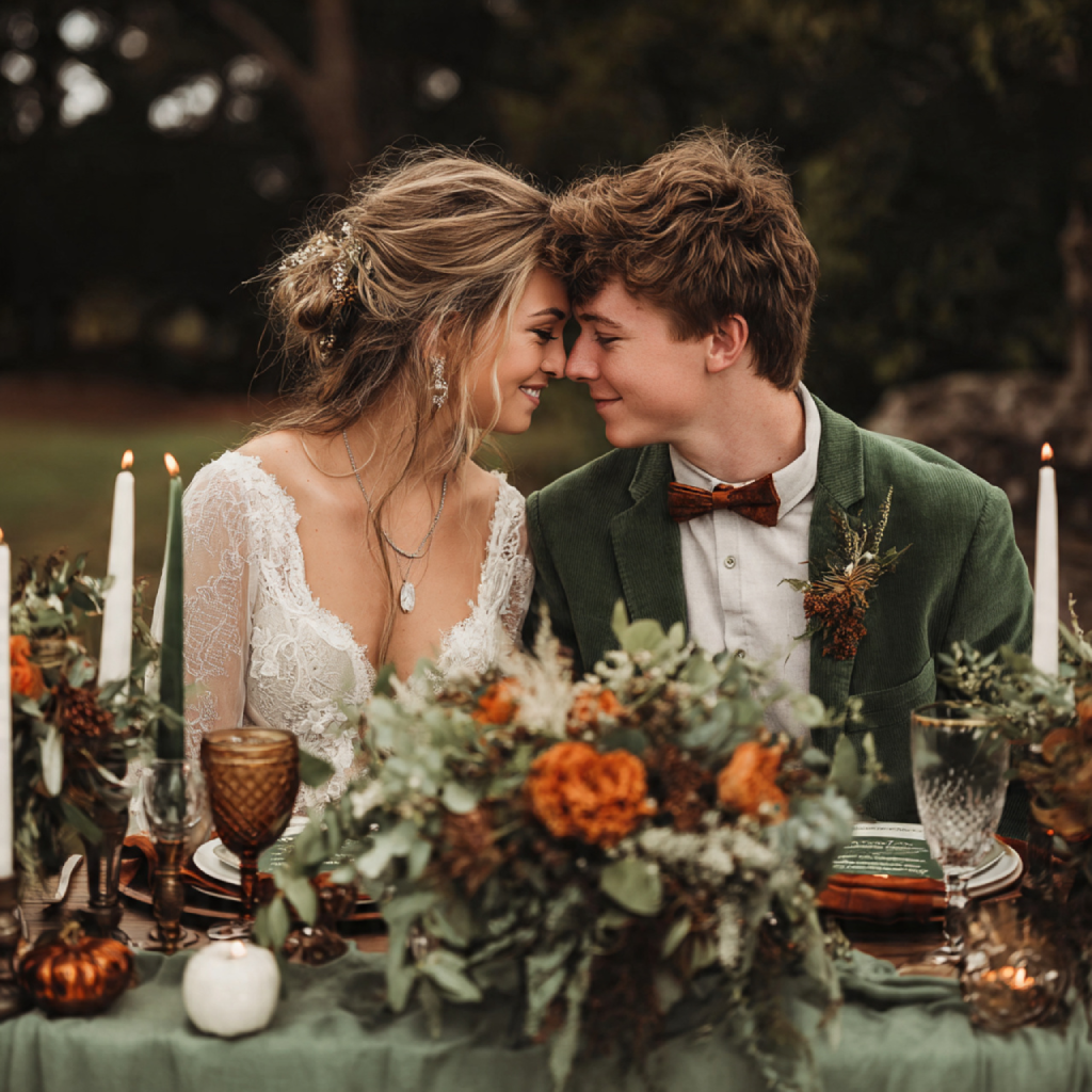 Burnt Orange and Sage Green Wedding Photography Aesthetic