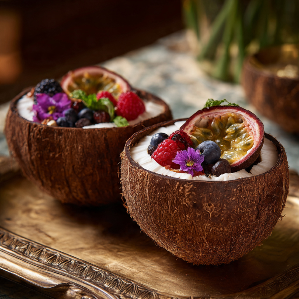 Coconut or Tropical-Fruit Vessels for Serving