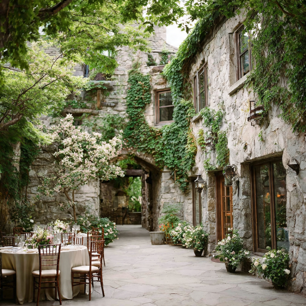 16 Elegant Spring Wedding Venue Ideas for Every Couple’s Style 11 Country Manor with Walled Garden and Spring Blooms