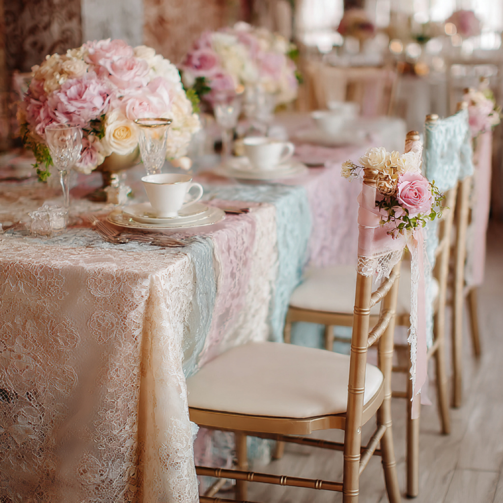 20 How to Plan a Charming Tea Party Bridal Shower 17 Dress the Chairs and Table Linens