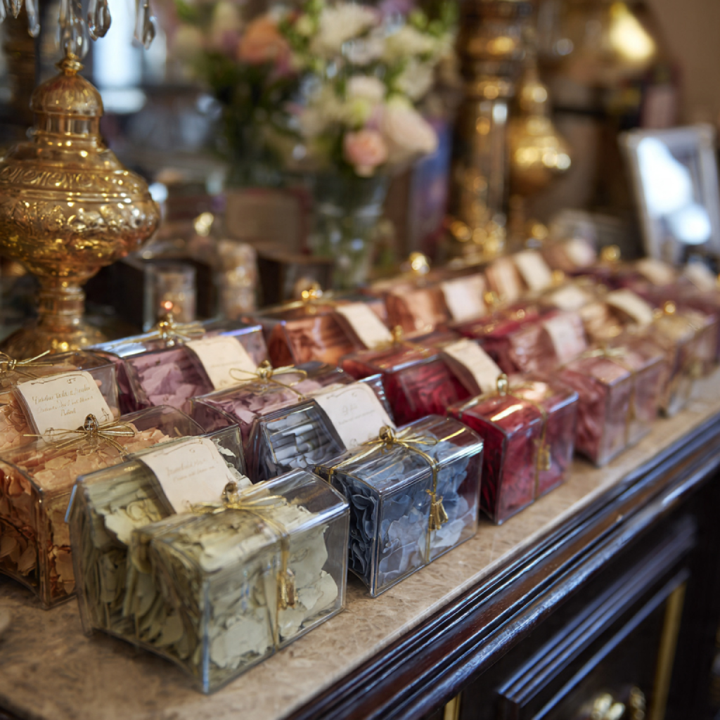 20 How to Plan a Charming Tea Party Bridal Shower 15 Favour Display With Personalised Touch