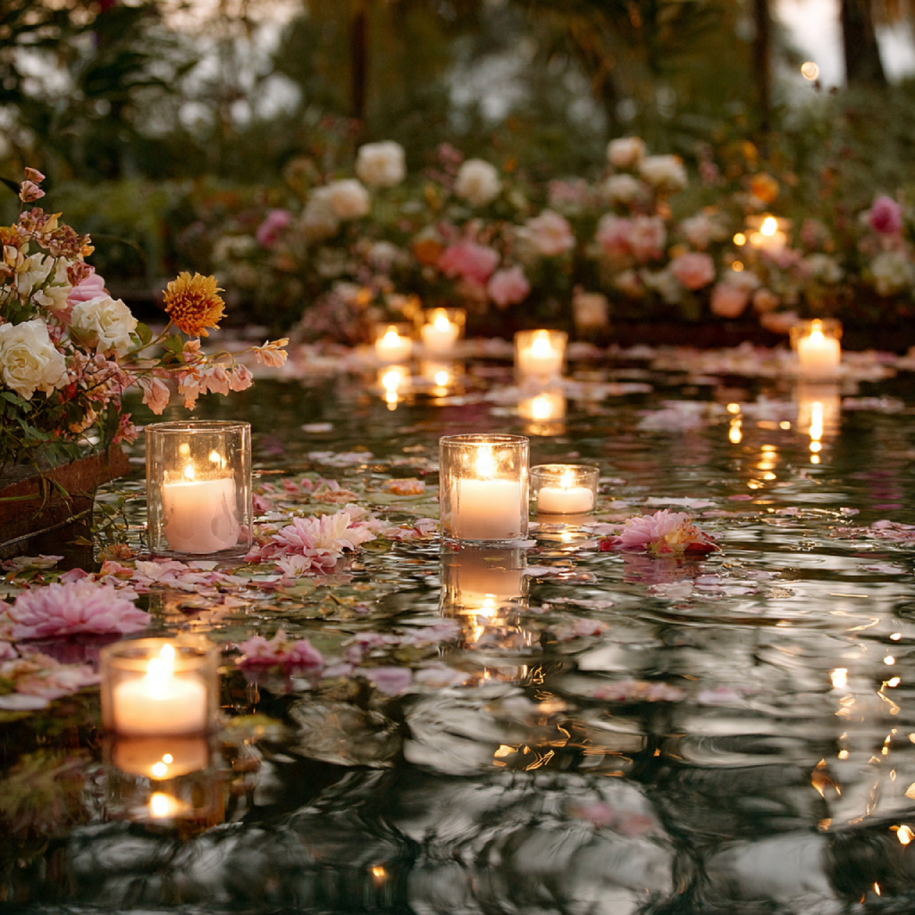 Floating Candle Displays outdoor wedding lighting