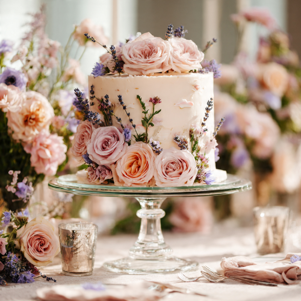 Floral-Decorated Small Wedding Cakes