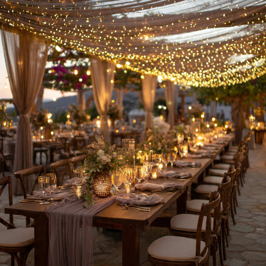 Host an Alfresco Dinner Under String Lights