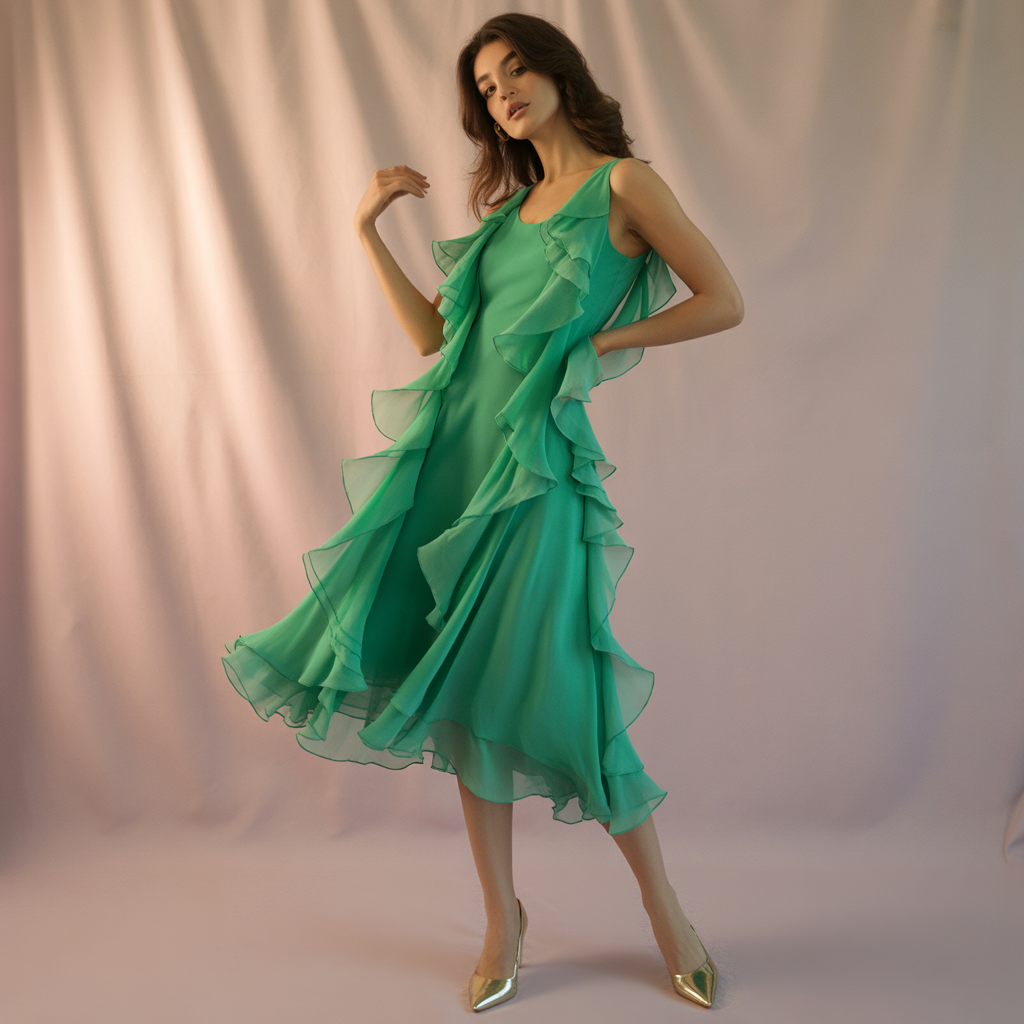 Jade Ruffled Romance