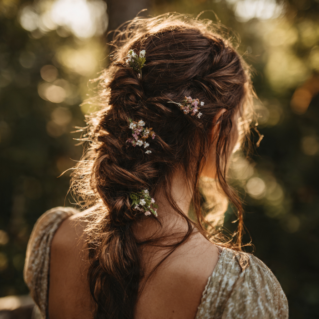 Loose Fishtail Braid Backyard Wedding Hairstyle Ideas