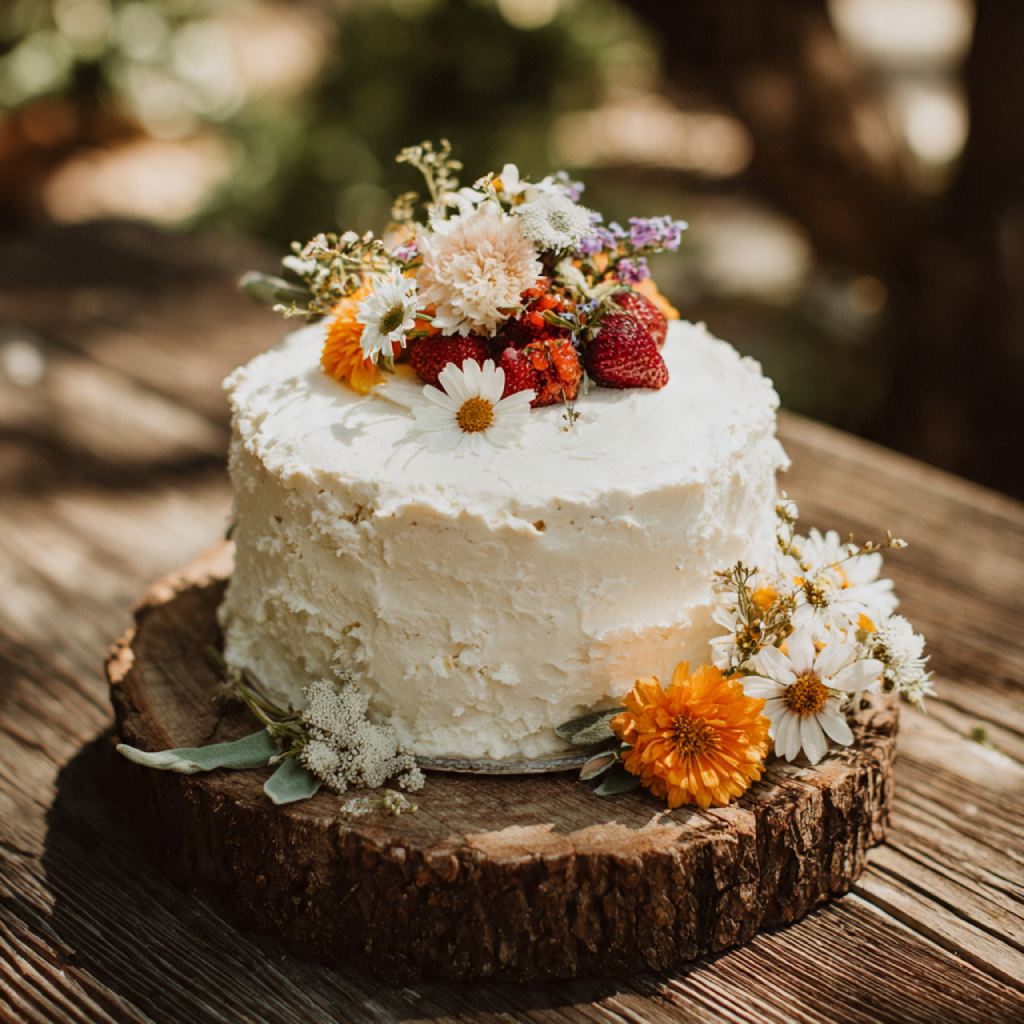 Metallic Accented Small Wedding Cakes