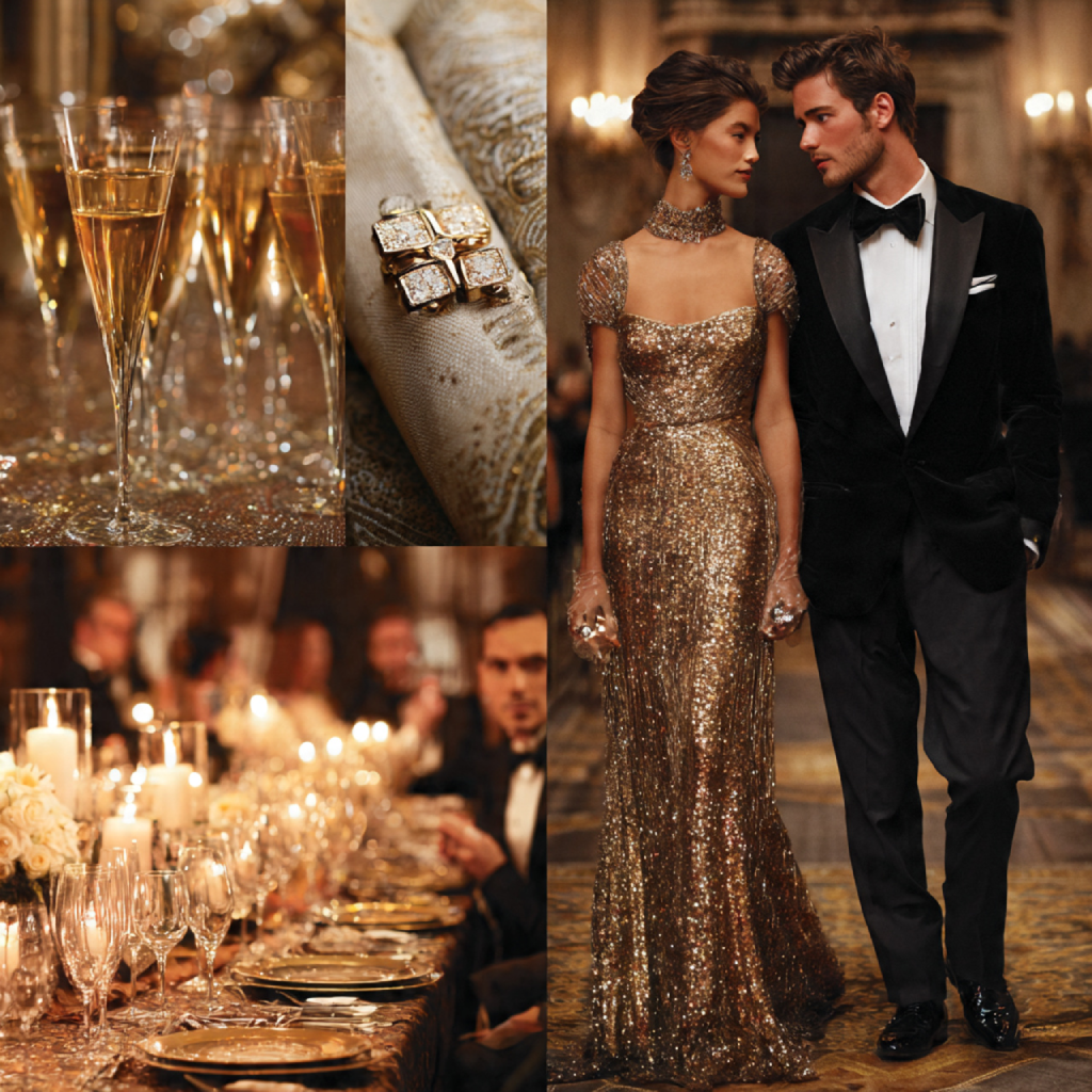 Metallic Accents for Evening Receptions